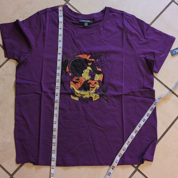 NWT ModCloth Halloween Tee Shirt Purple Organic Cotton Size L - Picture 11 of 11